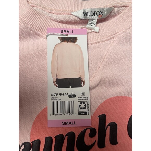 Wildfox Brunch Club Everyday Pink Graphic Crewneck Sweatshirt Size Small NWT - Picture 9 of 15